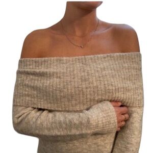 ARITZIA Wilfred Faretta Wool Alpace Cowl Neck Off Shoulder Sweater XS